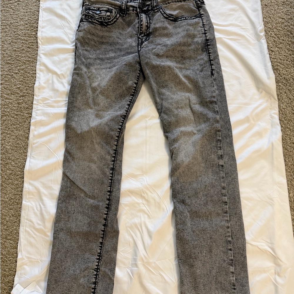Gray True Religion Ricky Straight-Leg Jeans 34x34